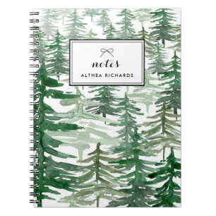 Watercolor Trees Pattern Personalised Notebook I