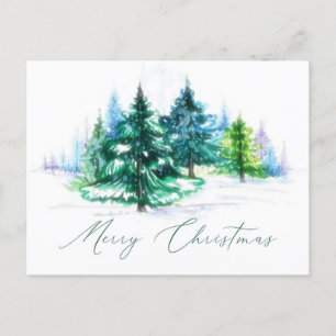 Watercolor trees postcard