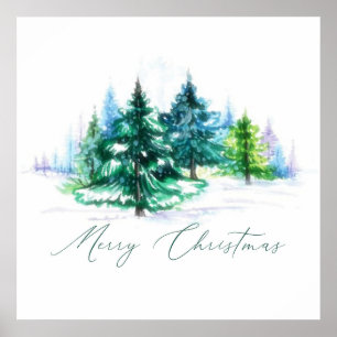 Watercolor trees  poster