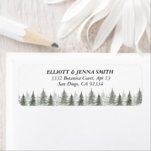 Watercolor Trees Rustic Mountain Return Address