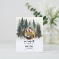 Watercolor Trees Rustic Wilderness Save the Date