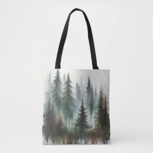 Watercolor Trees Rustic Wilderness  Tote Bag