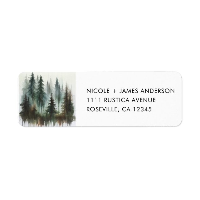 Watercolor Trees Rustic Wilderness Wedding (Front)