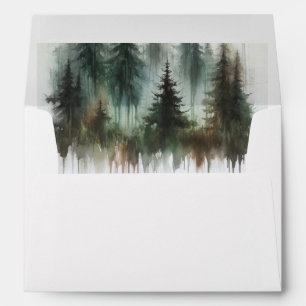 Watercolor Trees Rustic Wilderness Wedding Envelope