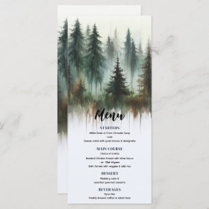 Watercolor Trees Rustic Wilderness Wedding Menu