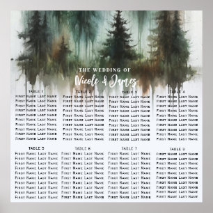 Watercolor Trees Rustic Wilderness Wedding Seat Poster
