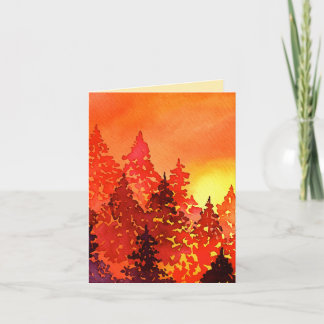 Watercolor Trees Thank You Card