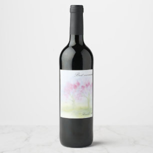 Watercolor Trees Wine Label