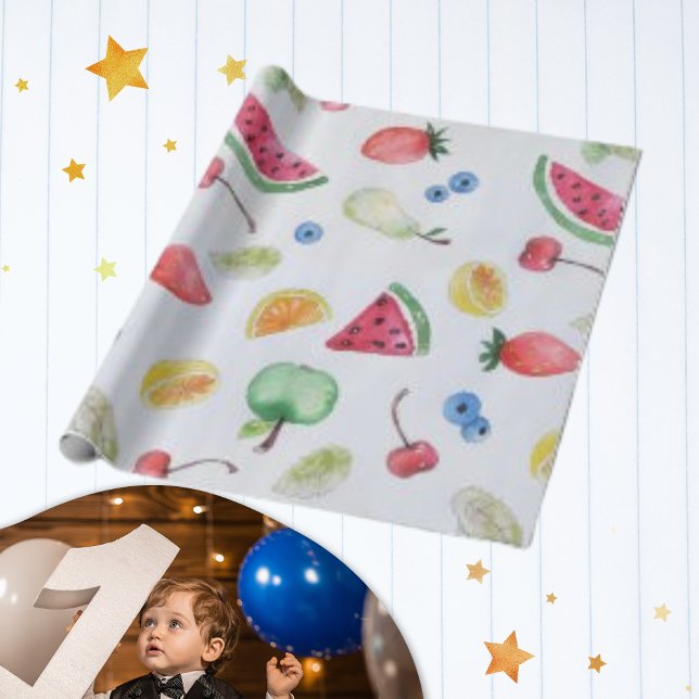 Watercolor Trend Tropical  Summer Fruits Pattern Wrapping Paper (Creator Uploaded)