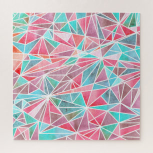 Watercolor triangles, bright summer mosaic. jigsaw puzzle