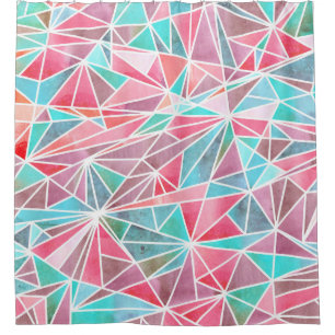 Watercolor triangles, bright summer mosaic. shower curtain