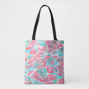 Watercolor triangles, bright summer mosaic. tote bag