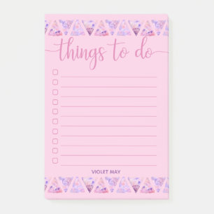 Watercolor Triangles Pink Personalised To Do List Post-it Notes
