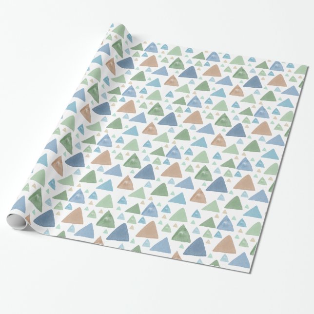 Watercolor Triangles Wrapping Paper (Unrolled)