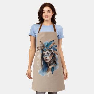 Watercolor Tribal Beauty: Spirit of Bohemian Art Apron