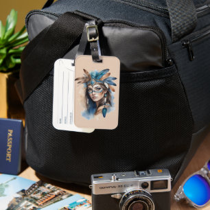 Watercolor Tribal Beauty: Spirit of Bohemian Art Luggage Tag