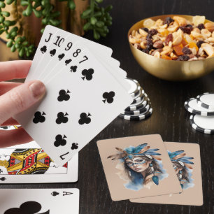 Watercolor Tribal Beauty: Spirit of Bohemian Art Playing Cards