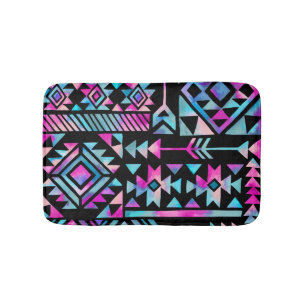 Watercolor tribal motifs, ethnic wallpaper. bath mat