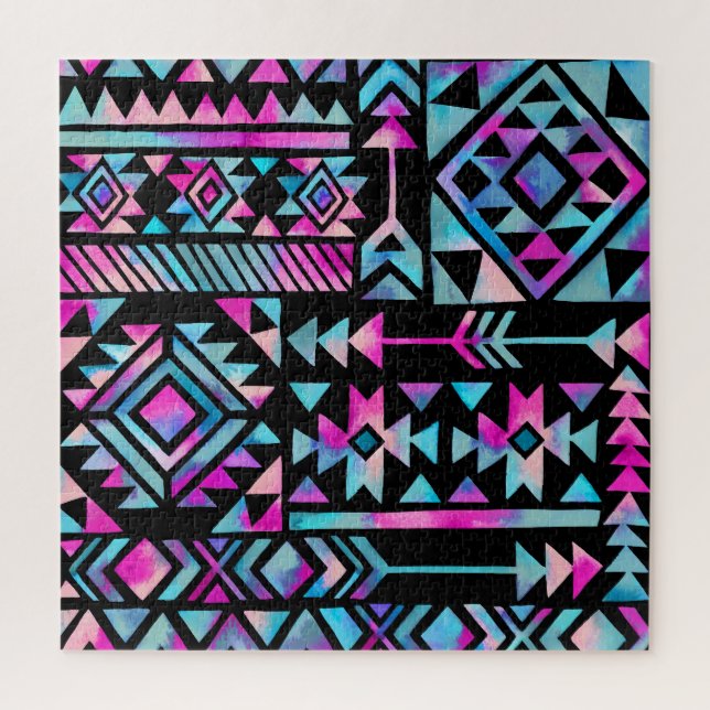 Watercolor tribal motifs, ethnic wallpaper. jigsaw puzzle (Vertical)