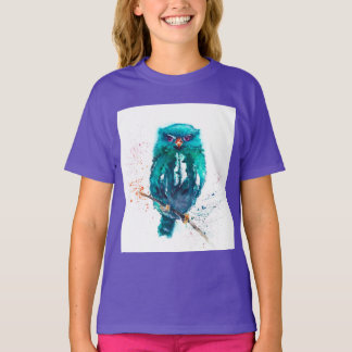 Watercolor Tribal Owl Girl's T-shirt