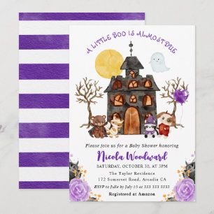 Watercolor Trick or Treat Halloween Baby Shower Invitation