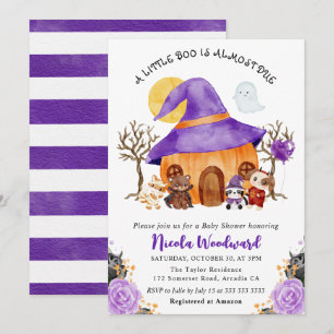 Watercolor Trick or Treat Halloween Baby Shower Invitation