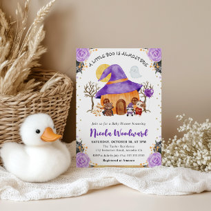 Watercolor Trick or Treat Halloween Baby Shower Invitation