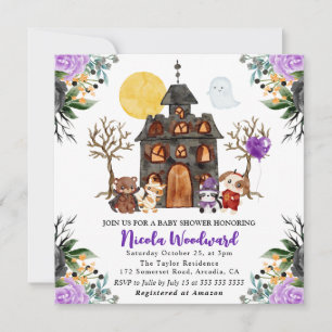 Watercolor Trick or Treat Halloween Baby Showerr Invitation