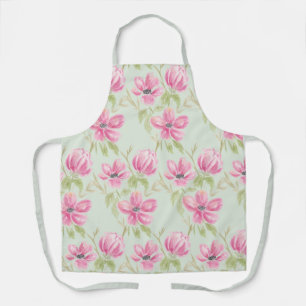 Watercolor Triple Pink Blooms Apron