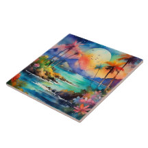 Watercolor tropical art