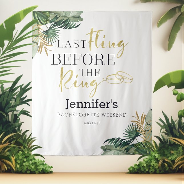Watercolor Tropical Bachelorette Weekend Backdrop Tapestry (Creator Uploaded)