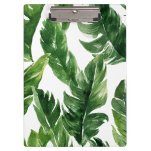 Watercolor Tropical Banana Leaves Pattern Clipboard