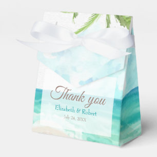 Watercolor Tropical Beach and Palm Trees Wedding Favour Box
