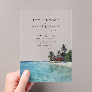 Watercolor Tropical Beach Destination Wedding Acrylic Invitations