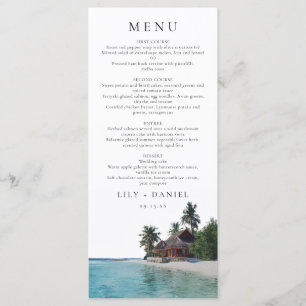 Watercolor Tropical Beach Destination Wedding Menu