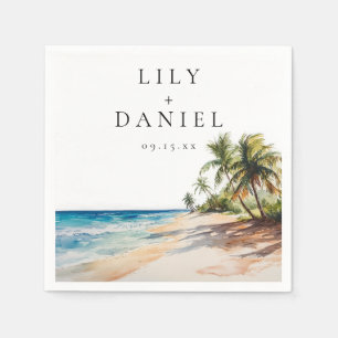 Watercolor Tropical Beach Destination Wedding Napkin