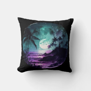 Watercolor Tropical Beach Night Cushion