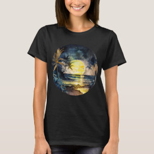 Watercolor Tropical Beach Sunset T-Shirt
