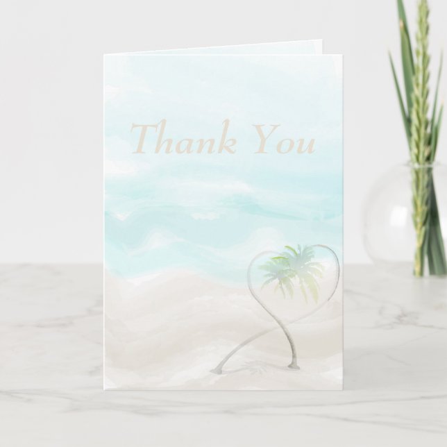 Watercolor Tropical Beach Thank You Card (Front)
