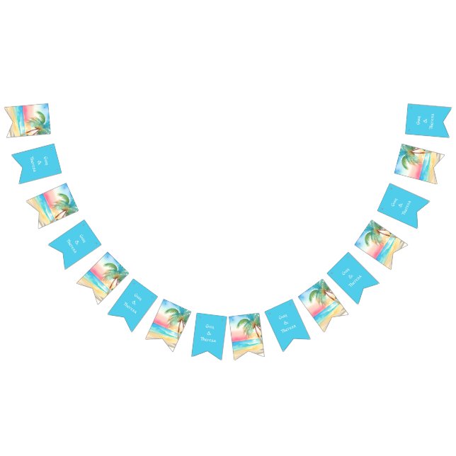 Watercolor Tropical Beach Wedding Bunting (All)