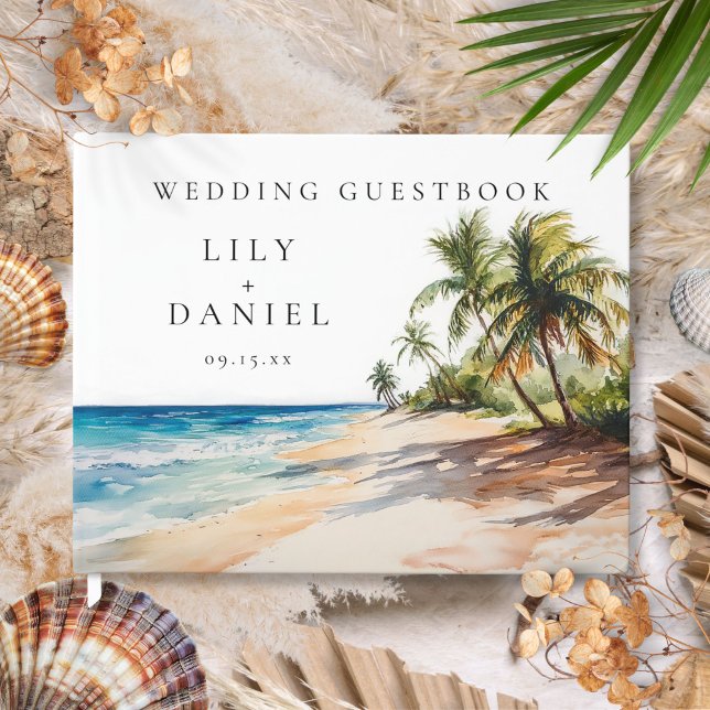 Watercolor Tropical Beach Wedding Guest Book (Watercolor Tropical Beach Wedding Guest Book)