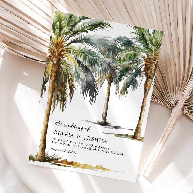 Watercolor Tropical Beach Wedding Invitation (Creator Uploaded)