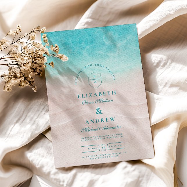 Watercolor Tropical Beach Wedding Invitation (Creator Uploaded)