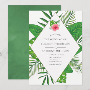 Watercolor Tropical Beach Wedding Invitation
