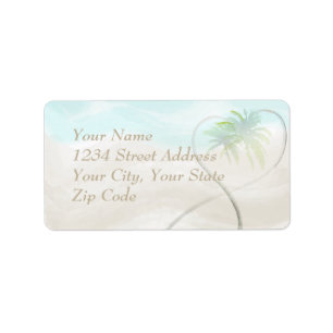 Watercolor Tropical Beach Wedding Label