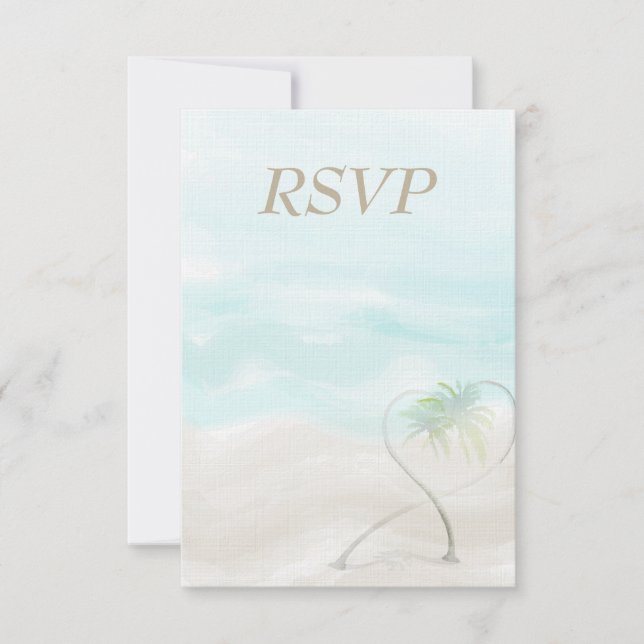 Watercolor Tropical Beach Wedding RSVP (Front)