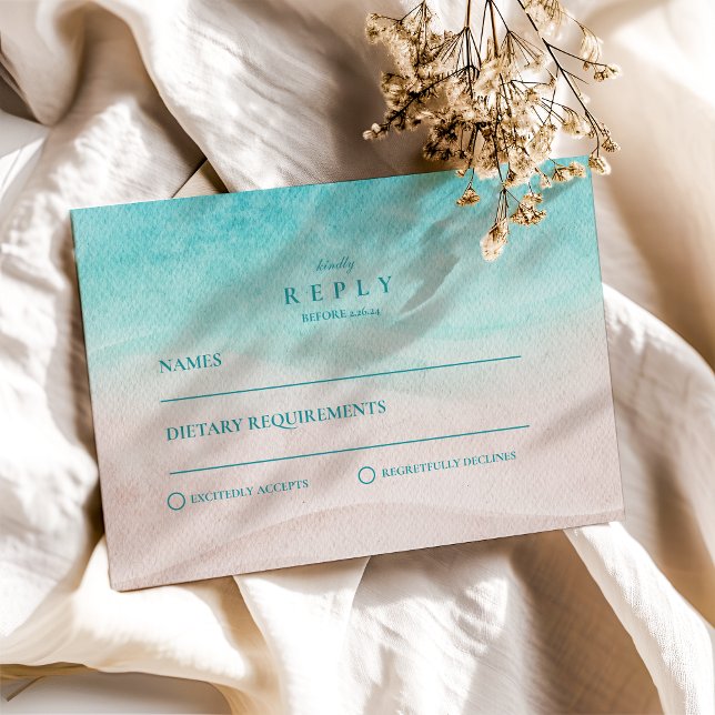 Watercolor Tropical Beach Wedding RSVP Card (Creator Uploaded)
