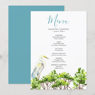 Watercolor Tropical Bird and Mangroves Menu Invitation