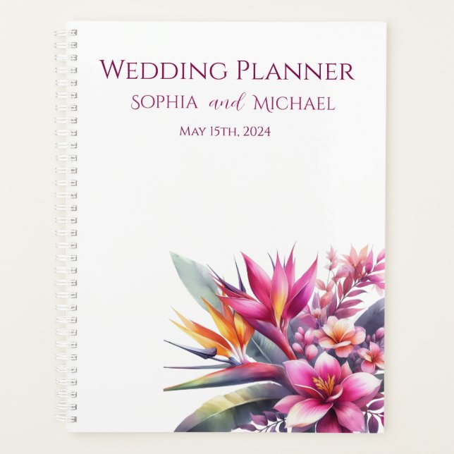 Watercolor Tropical Bliss-Wedding-Planner Planner (Front)
