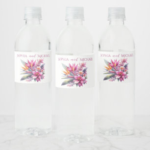 Watercolor Tropical Bliss-Wedding  Water Bottle Label